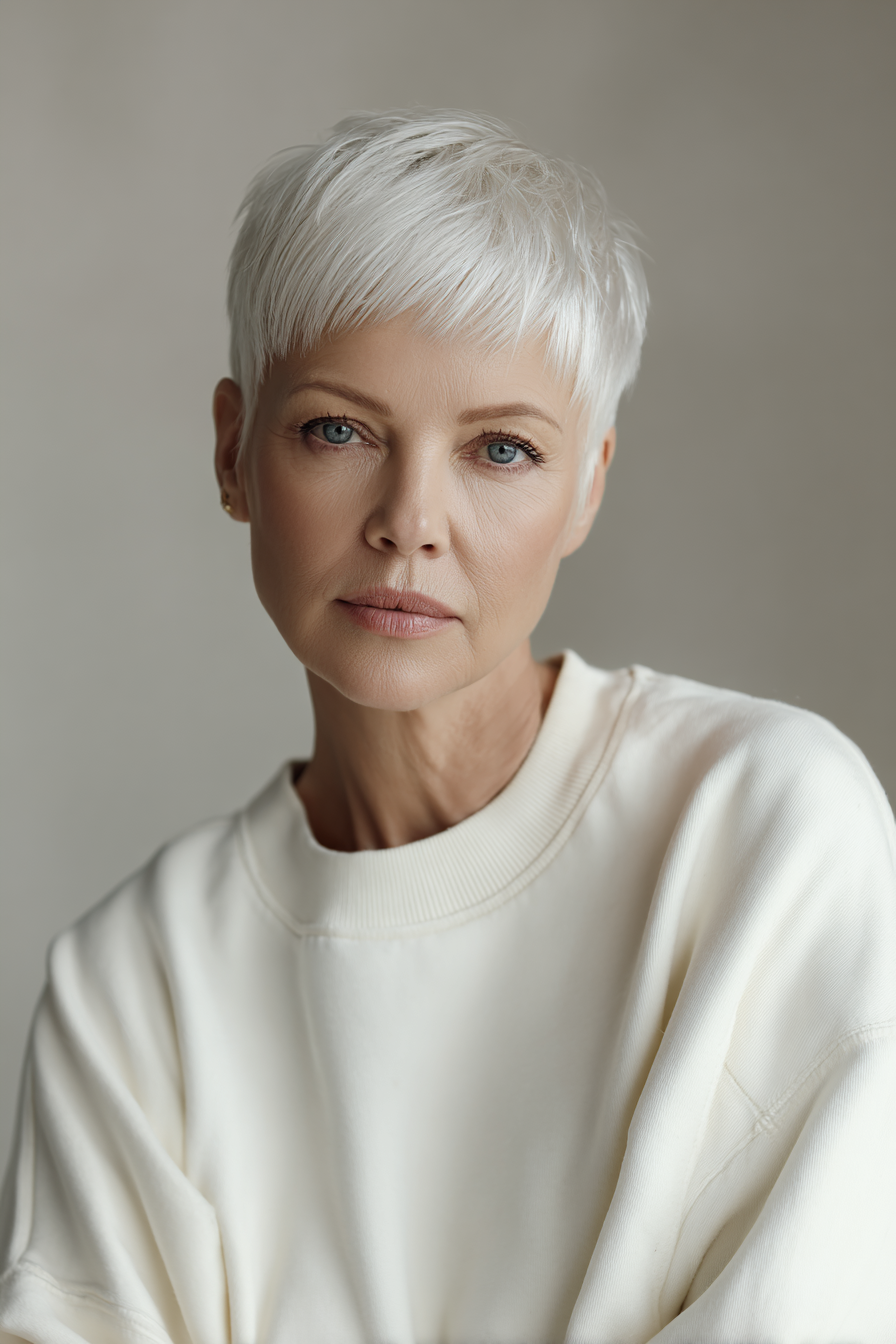 17. White Gold French Crop (Very Short Hairstyles For Women Over 50) - Very Short Hairstyles For Women Over 50