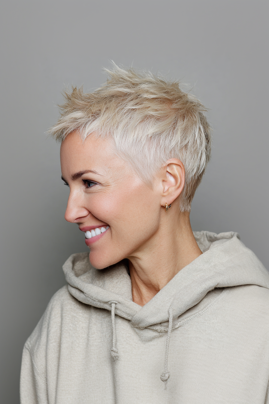 20. Pearl Blonde Razor Crop (Very Short Hairstyles For Women Over 50) - Very Short Hairstyles For Women Over 50