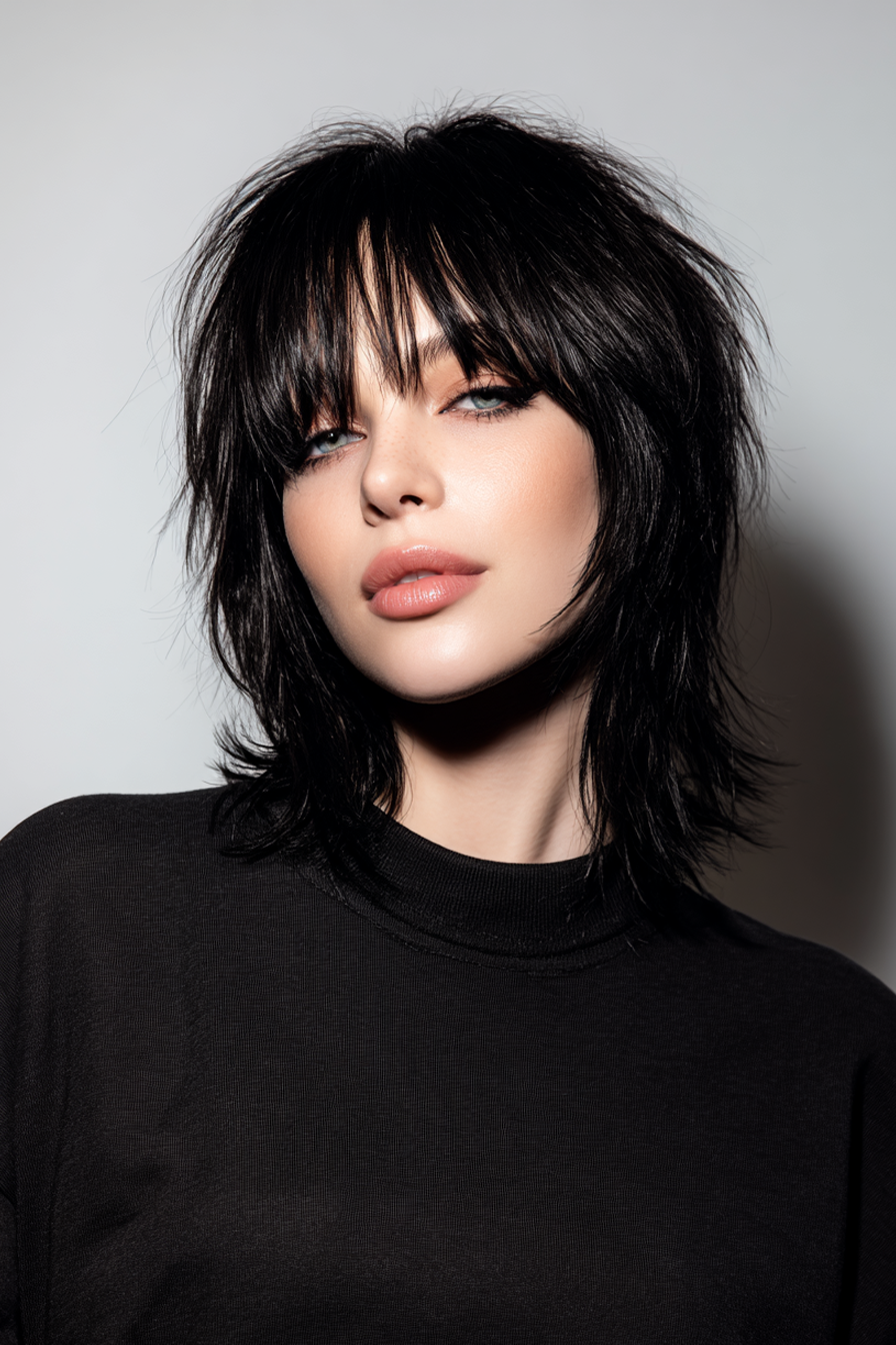 2. Blunt Micro Shag in Jet Black (Short Shag Haircuts For Straight Hair) - Short Shag Haircuts For Straight Hair