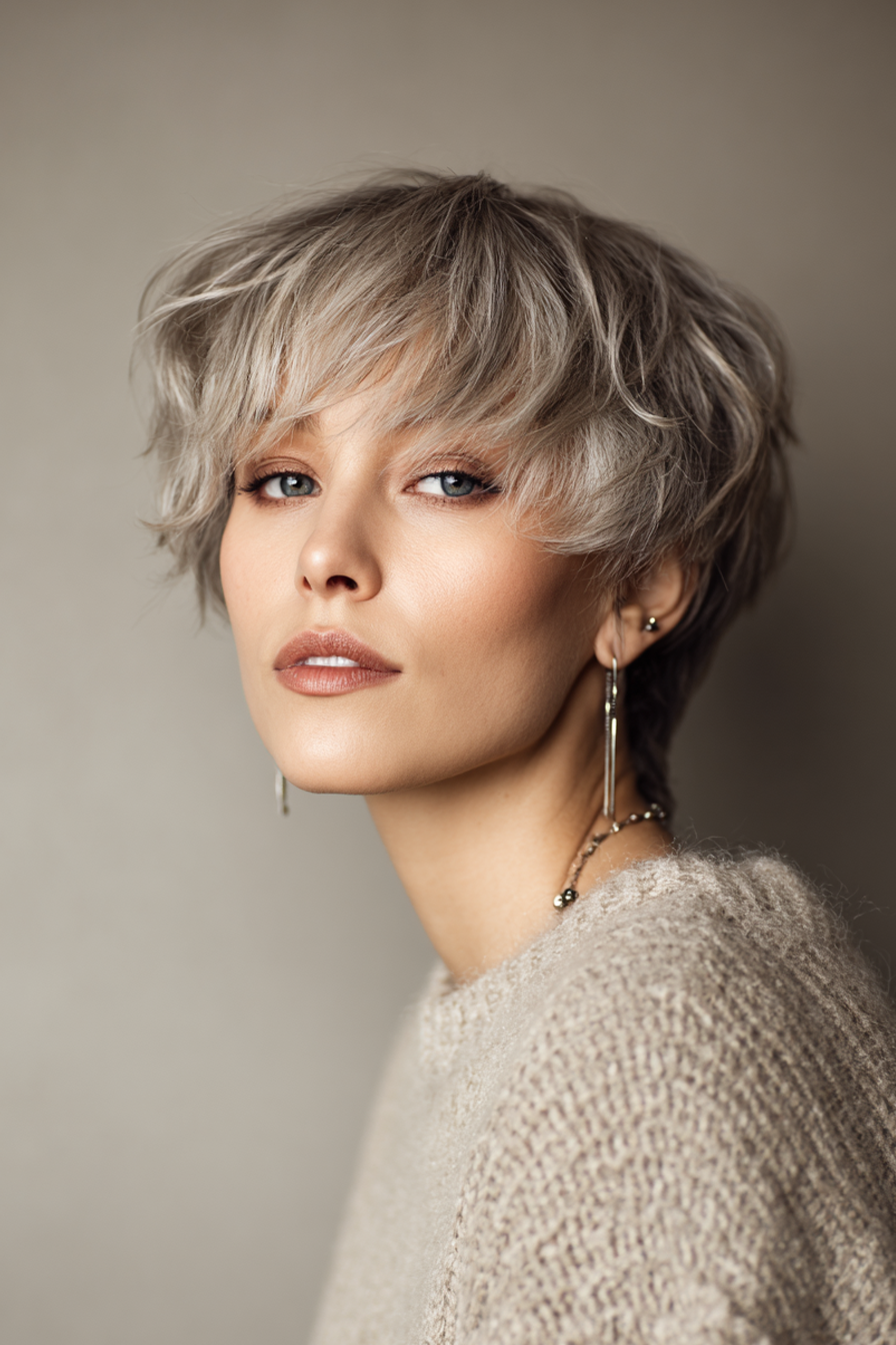 17. Mushroom Shag in Greige (Short Shag Haircuts For Straight Hair) - Short Shag Haircuts For Straight Hair