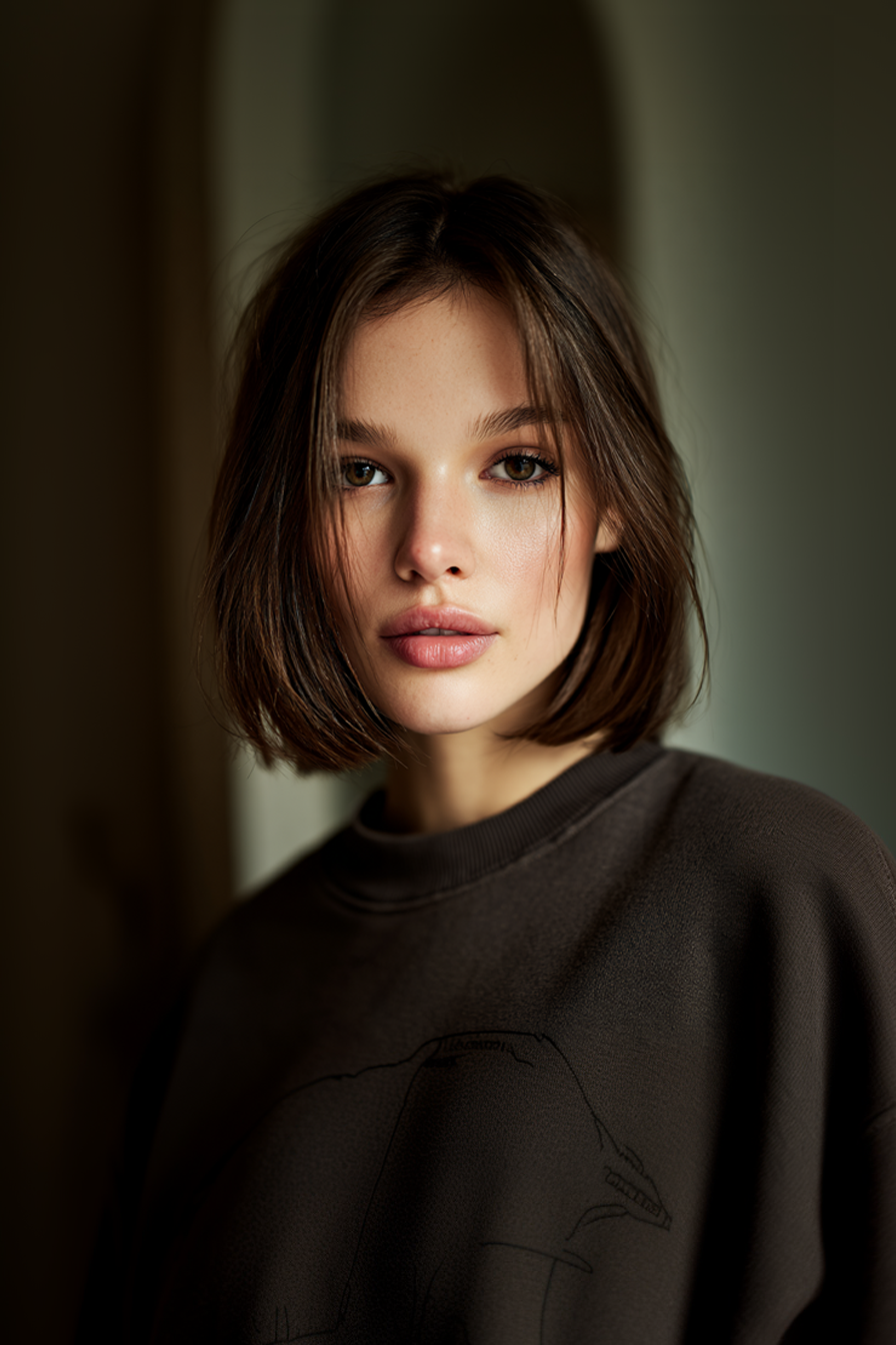 13. Glossy Lob-to-Chin Cut in Mocha (Chin Length Hairstyles) - Chin Length Hairstyles