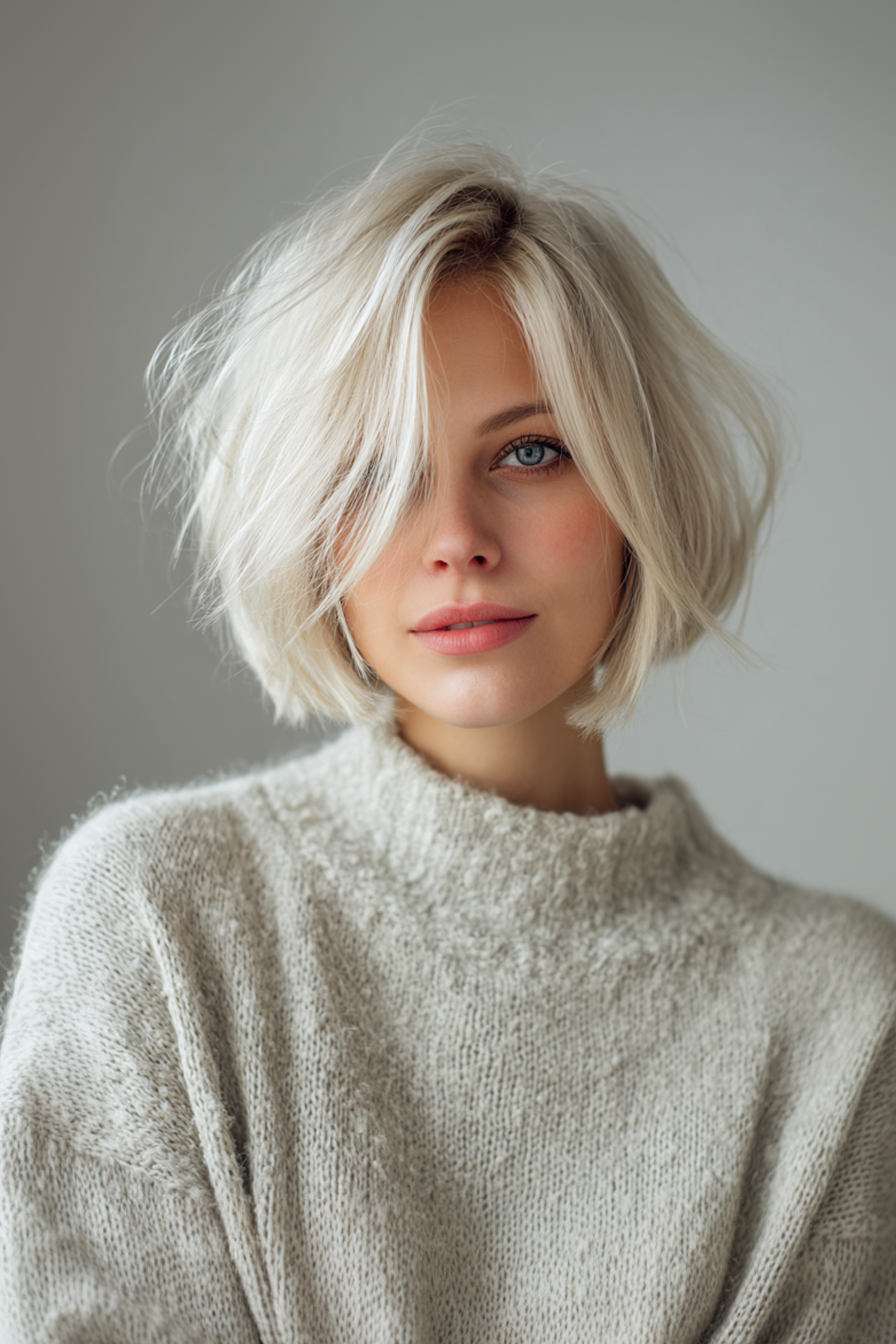 14. Razor-Cut Bob with Platinum Edge (Chin Length Hairstyles) - Chin Length Hairstyles