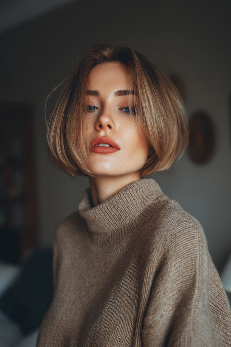 26. Cropped Bob with Mushroom Brown (Chin Length Hairstyles) - Chin Length Hairstyles