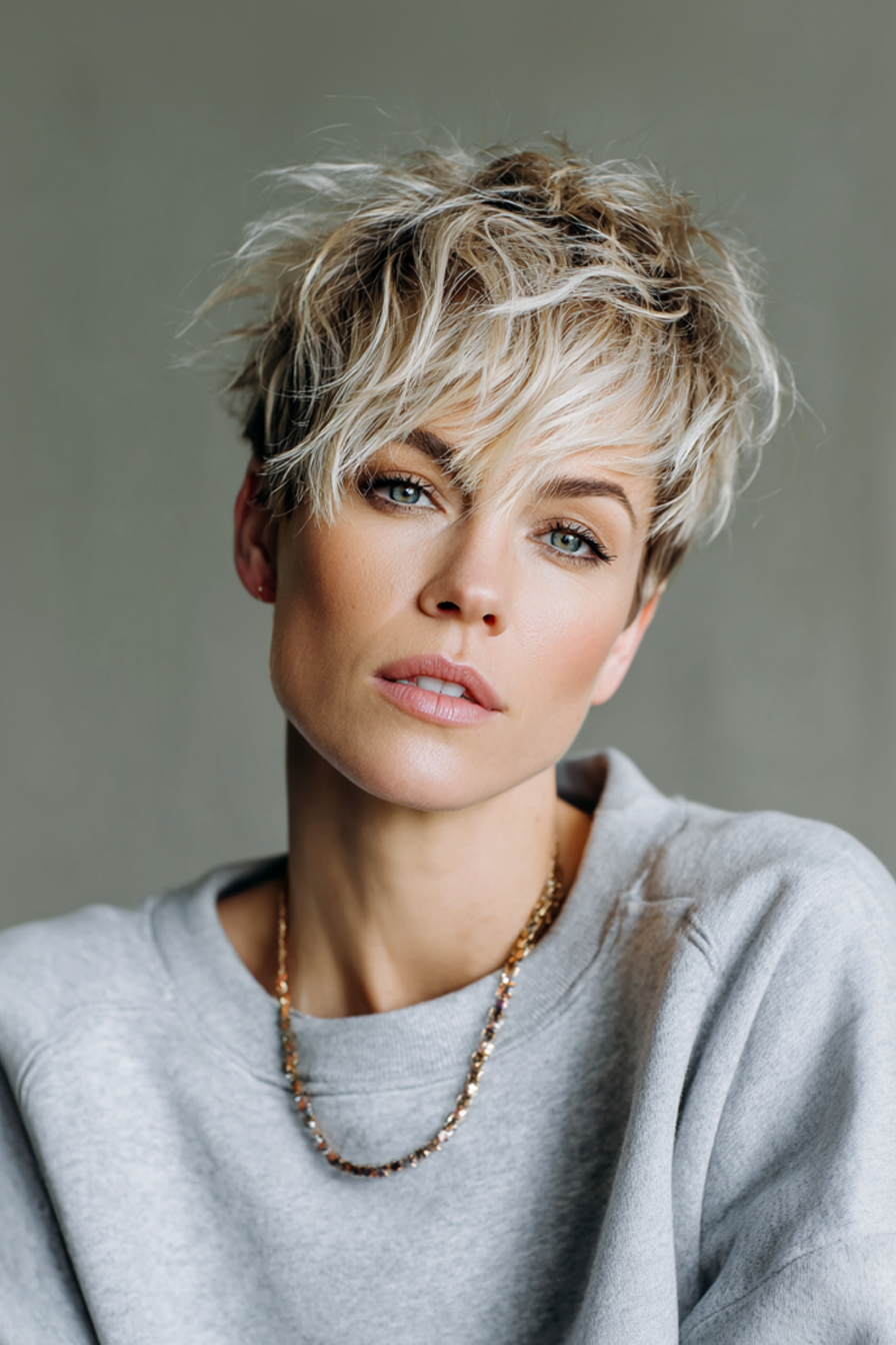 14. Edgy Crop with Frosted Blonde Texture (Edgy Haircuts For Older Women) - Edgy Haircuts For Older Women