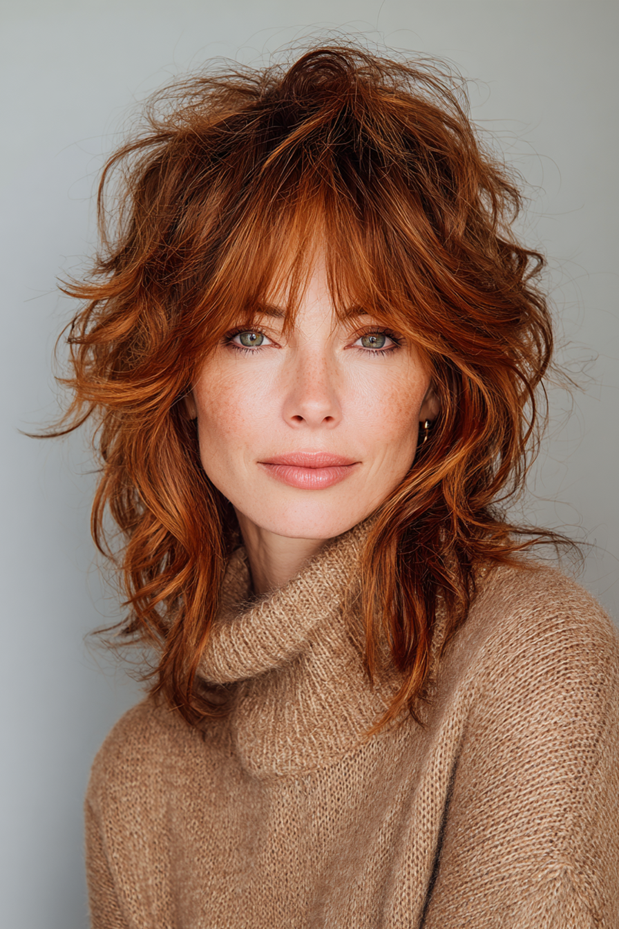 6. Wolf Cut with Auburn Glow (Edgy Hairstyles For Women Over 40) - Edgy Hairstyles For Women Over 40
