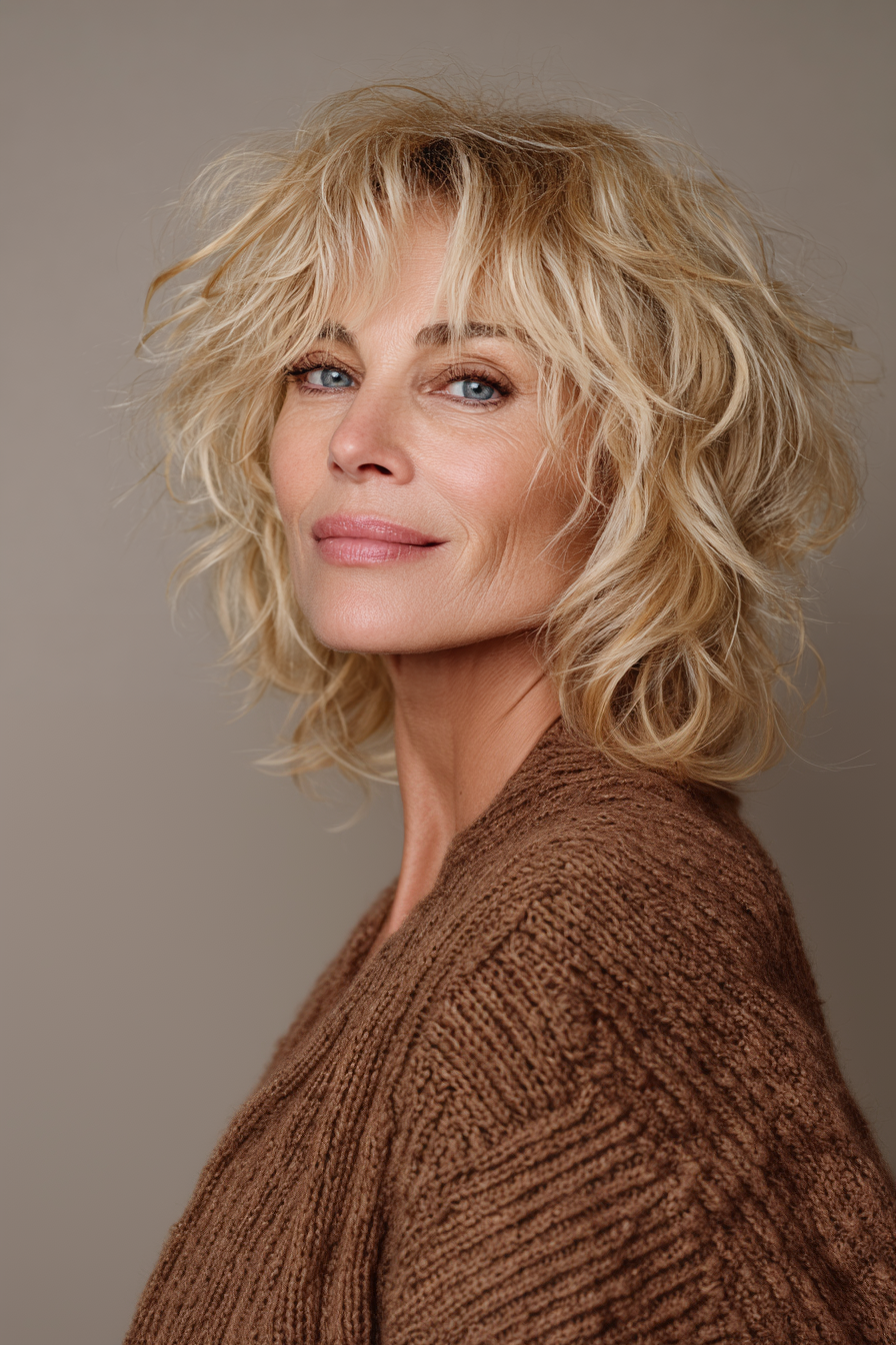 14. Shaggy Layers in Golden Blonde (Layered Hairstyles For Older Women With Fine Hair) - Layered Hairstyles For Older Women With Fine Hair
