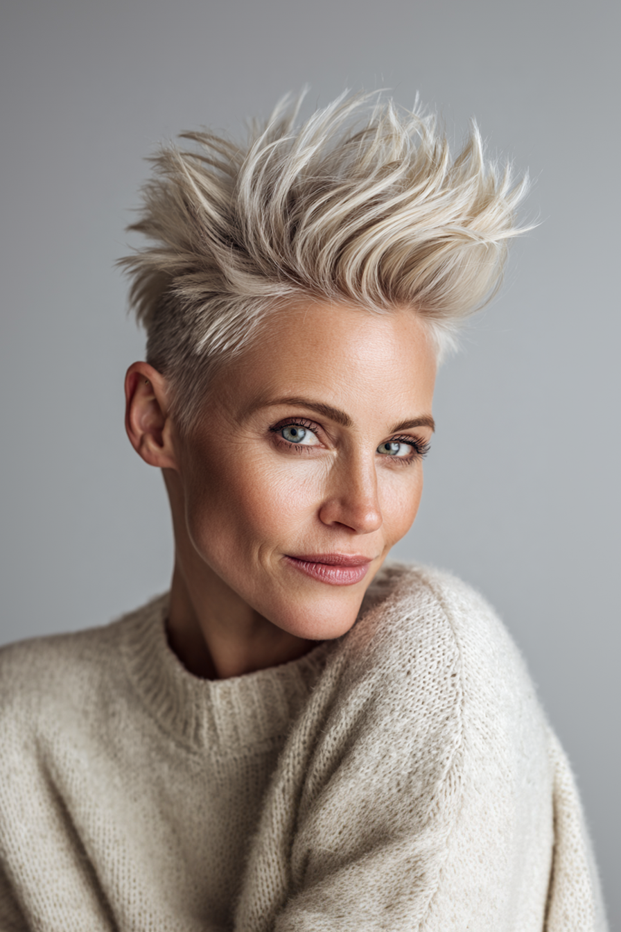 4. Ash Blonde Spiky Undercut (Spiky Hairstyles For Older Women) - Spiky Hairstyles For Older Women