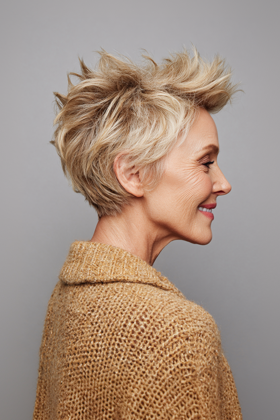 7. Golden Blonde Spiky Layers (Spiky Hairstyles For Older Women) - Spiky Hairstyles For Older Women