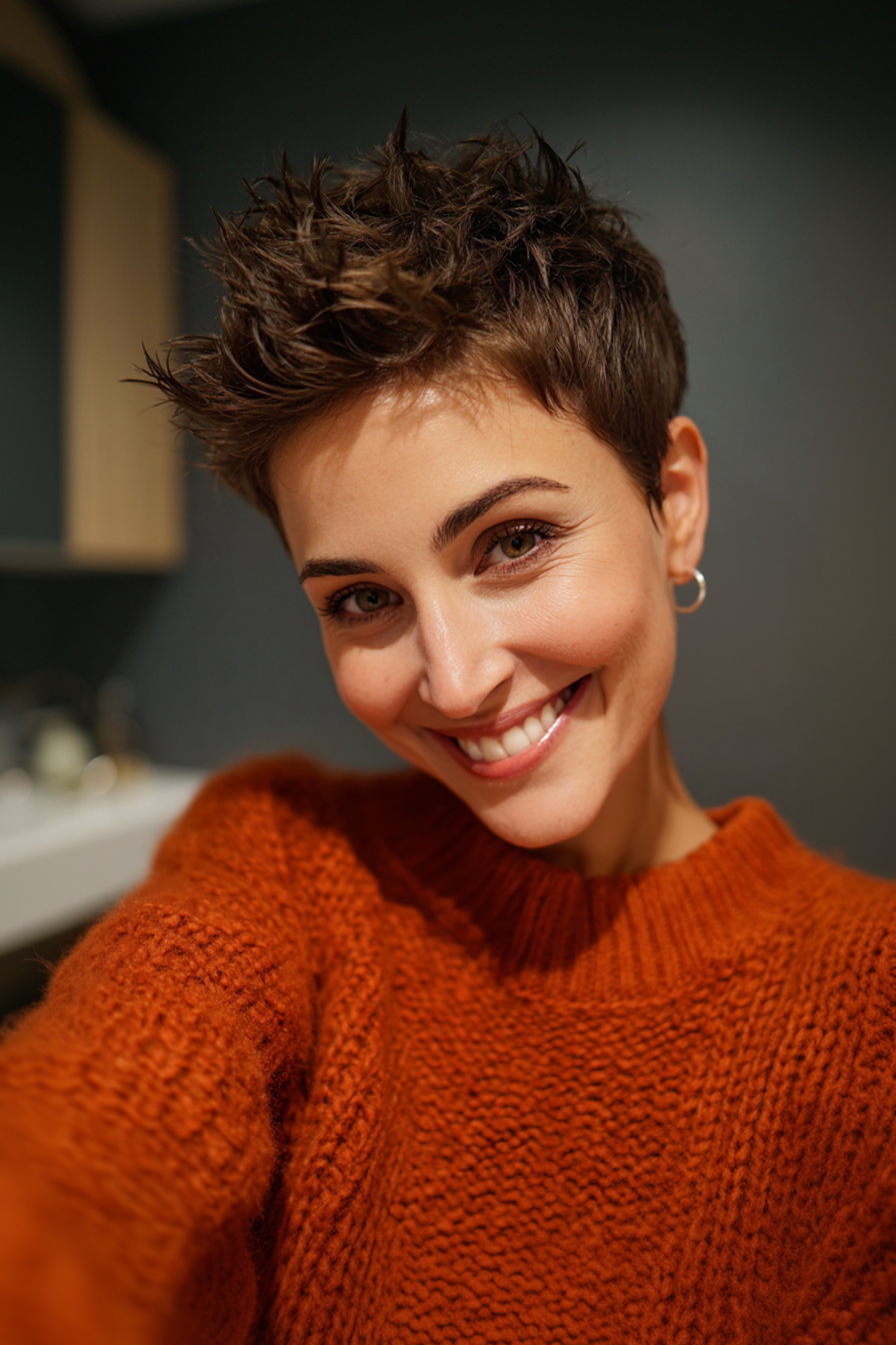 9. Brunette Spiky Taper (Spiky Hairstyles For Older Women) - Spiky Hairstyles For Older Women