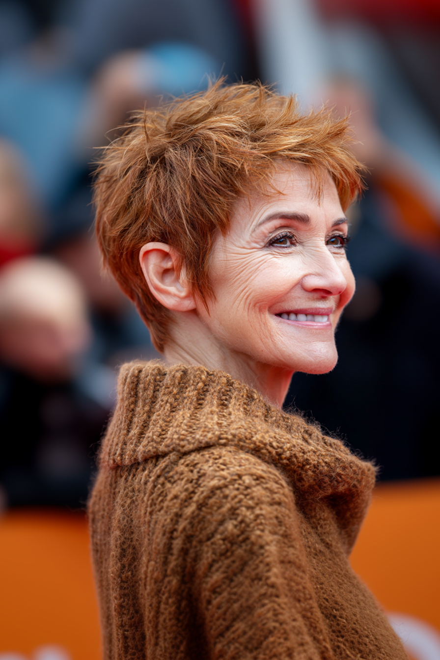15. Spiky Auburn Pixie (Spiky Hairstyles For Older Women) - Spiky Hairstyles For Older Women