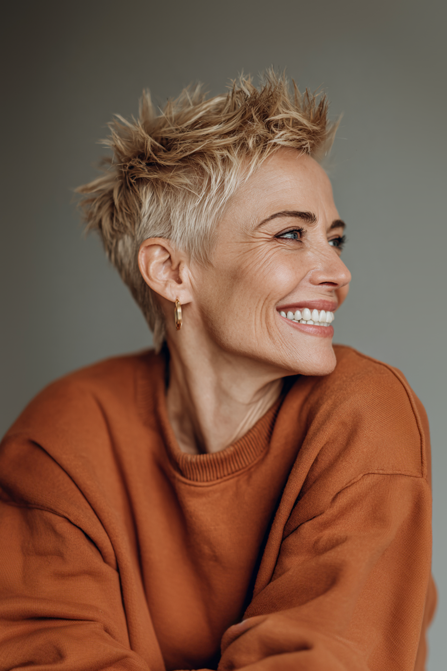 26. Spiky Cinnamon Crop (Spiky Hairstyles For Older Women) - Spiky Hairstyles For Older Women