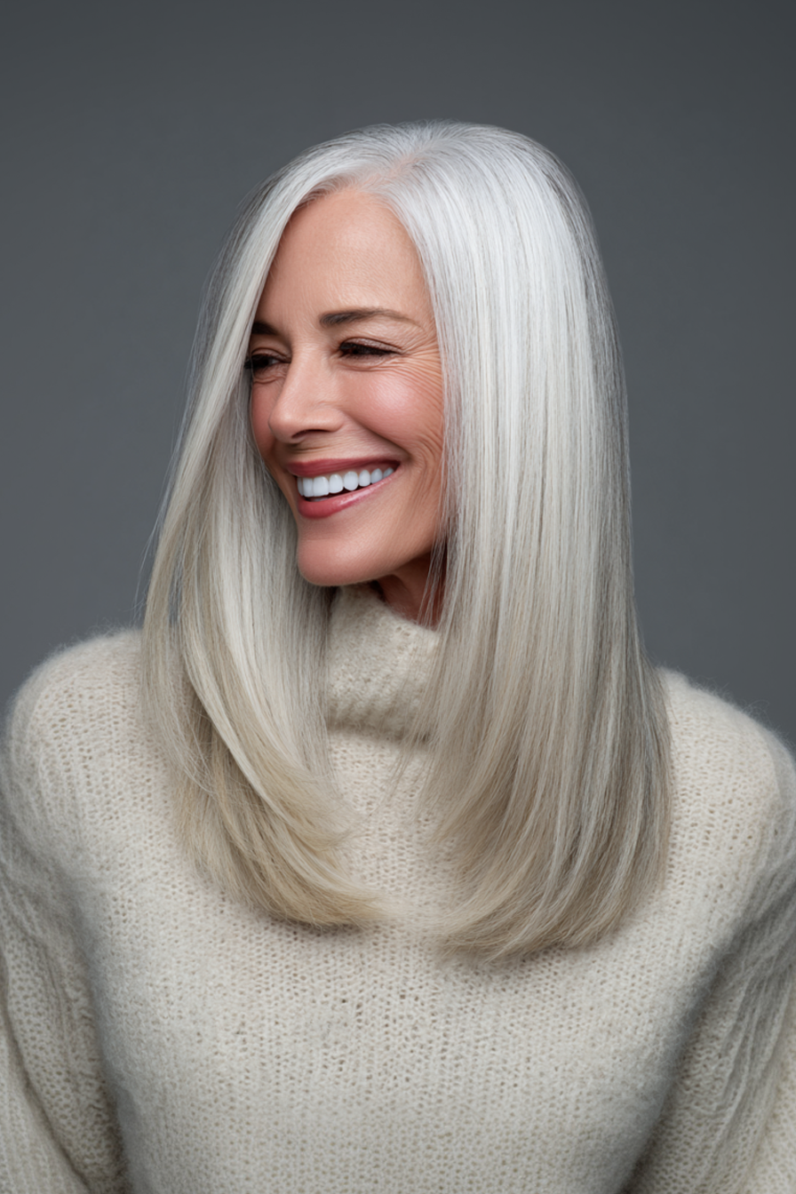 5. Platinum Horizon Sleek-Edge (Longer Haircuts For Older Women) - Longer Haircuts For Older Women