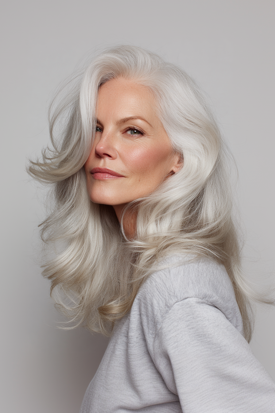21. 1950s-Inspired Luxe Silver Waves (Longer Haircuts For Older Women) - Longer Haircuts For Older Women