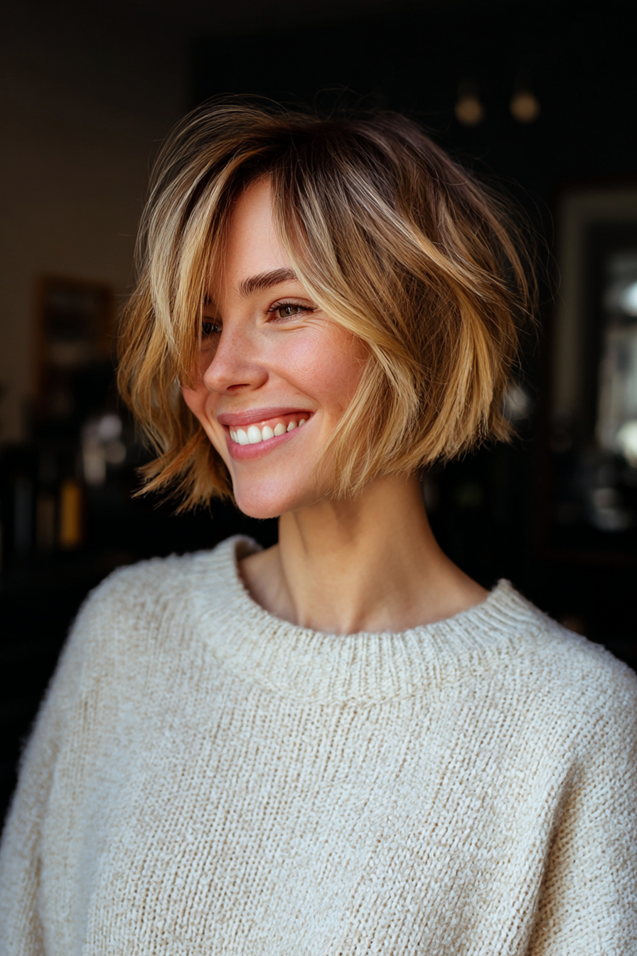 25. Mini Bob with Honey Blonde Ombre (Short Easy Hairstyles For Women Over 40) - Short Easy Hairstyles For Women Over 40