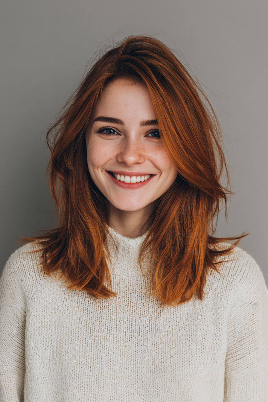 14. Layered Collarbone Cut with Mahogany Shine (Shoulder Length Layered Hairstyles) - Shoulder Length Layered Hairstyles