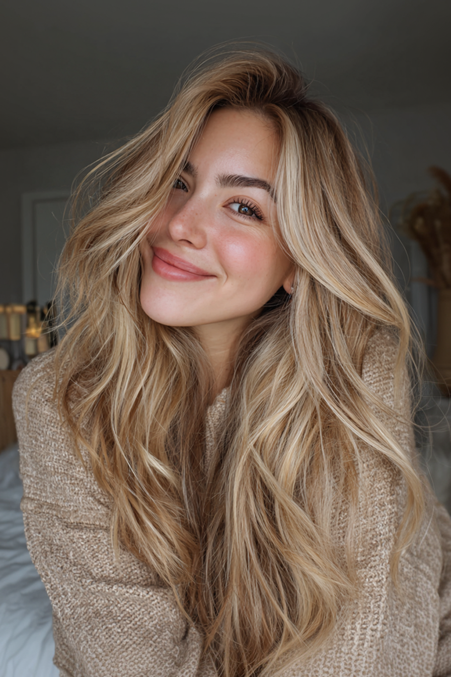 8. Butterfly Layers with Blonde Balayage (Layered Hairstyles) - Layered Hairstyles