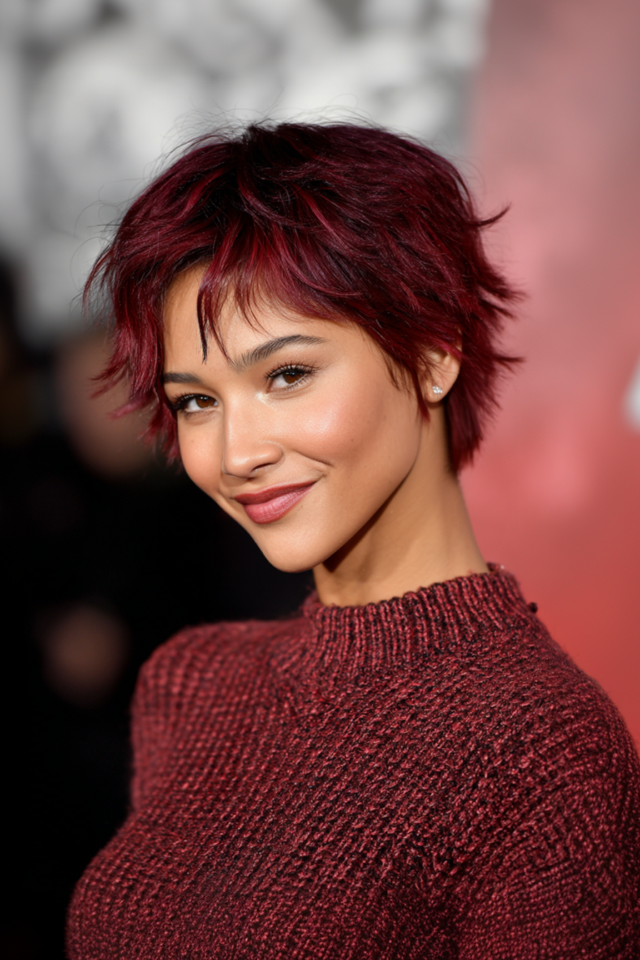 16. Razor-Cut Layers with Burgundy (Layered Hairstyles) - Layered Hairstyles