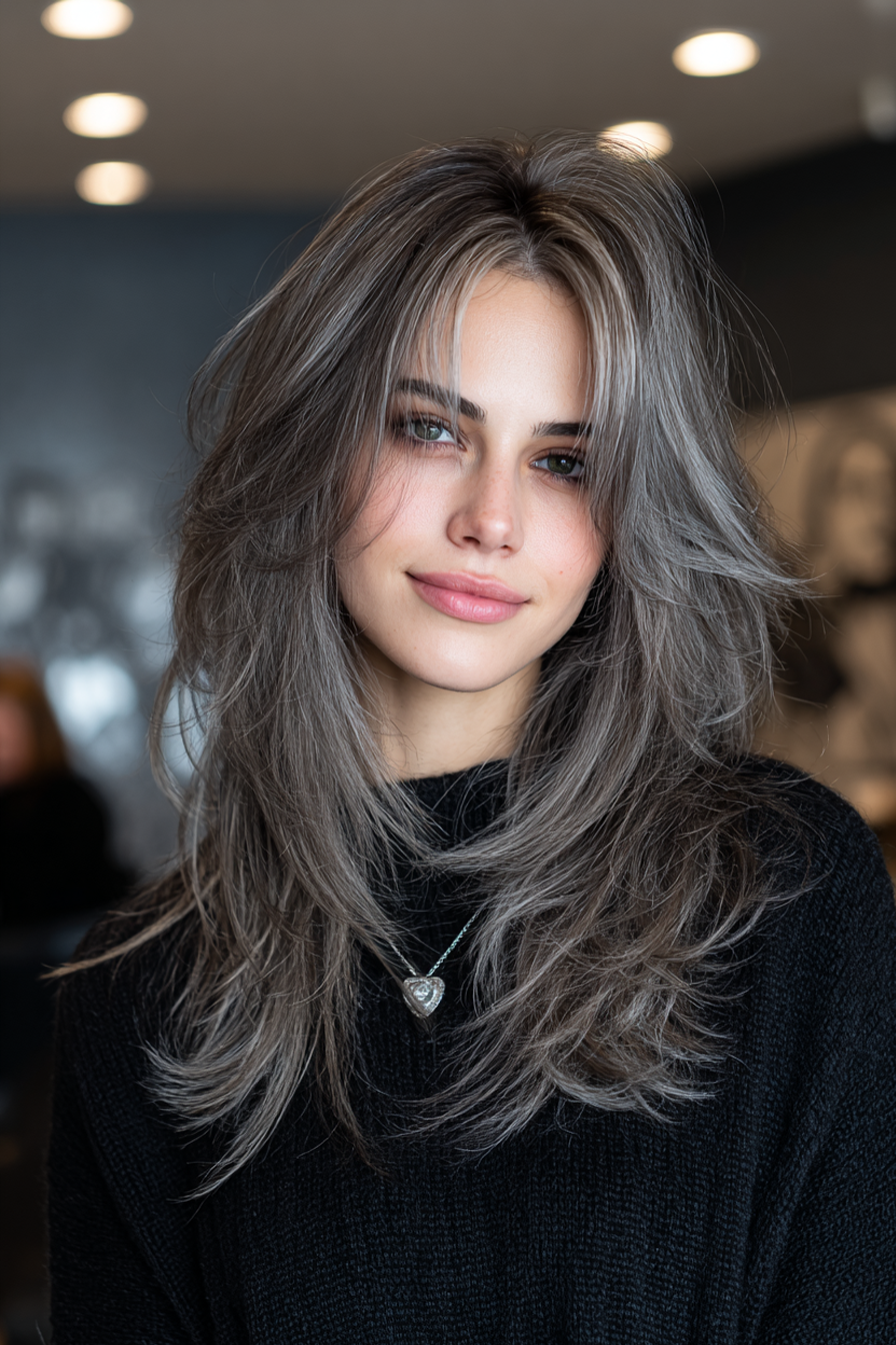 18. Long Shag Layers with Smoky Gray (Layered Hairstyles) - Layered Hairstyles