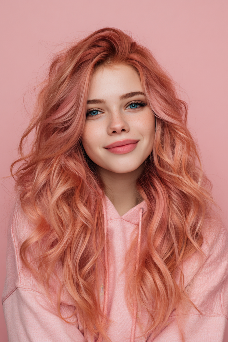 21. Long Layered Waves with Rose Gold (Layered Hairstyles) - Layered Hairstyles