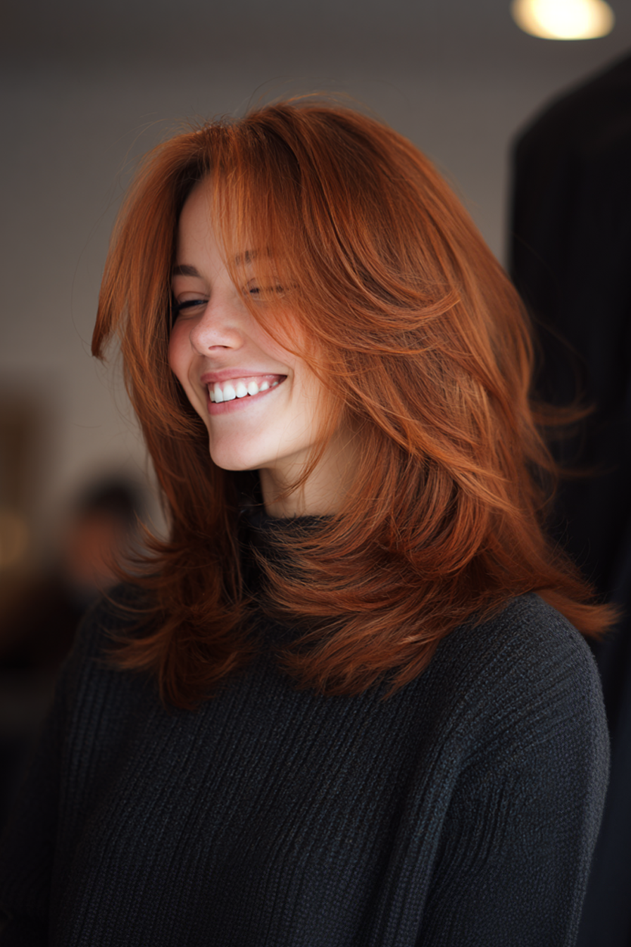 23. Layered Wolf Cut with Dark Copper (Layered Hairstyles) - Layered Hairstyles