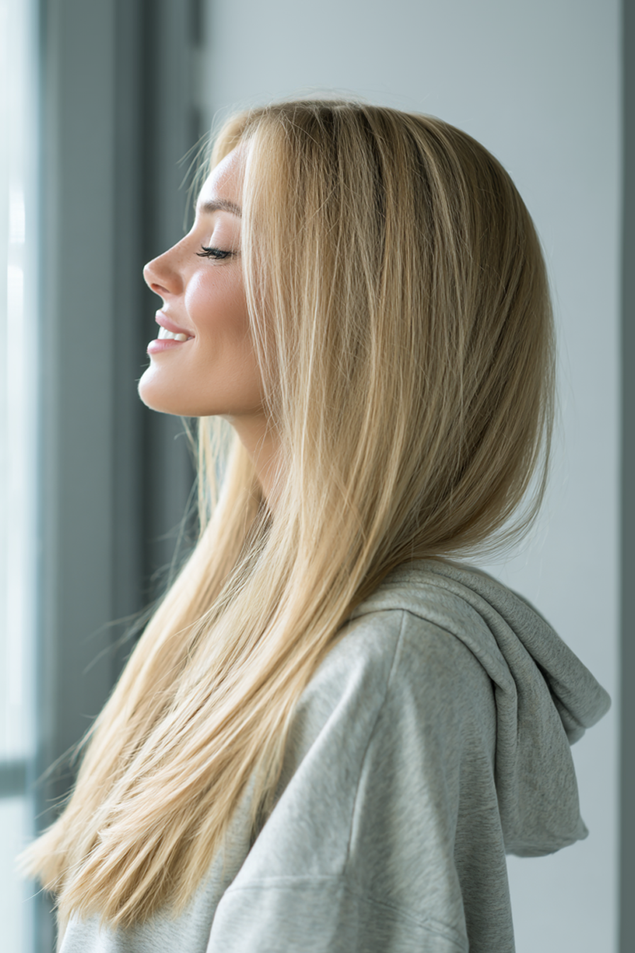 27. Long Straight Layers with Pearl Blonde (Layered Hairstyles) - Layered Hairstyles