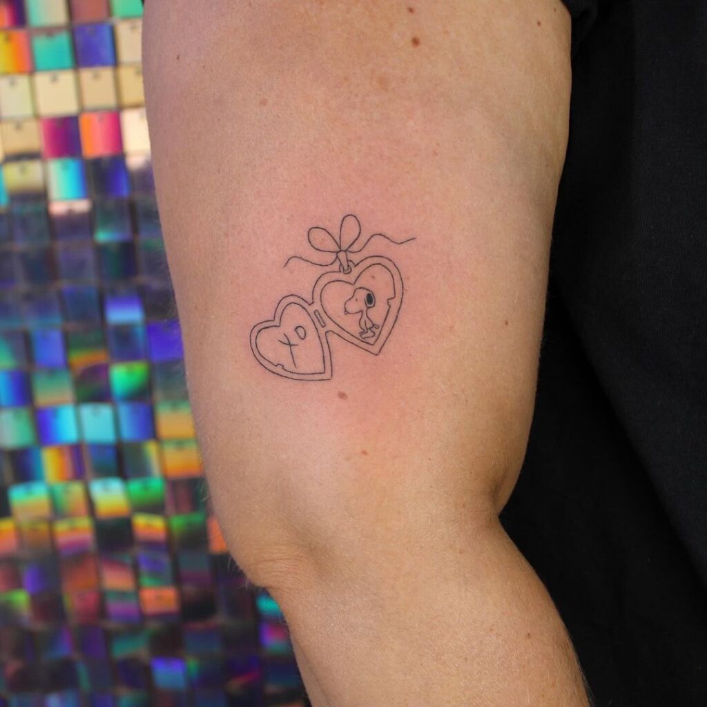 XO And Snoopy Medallion Tattoo