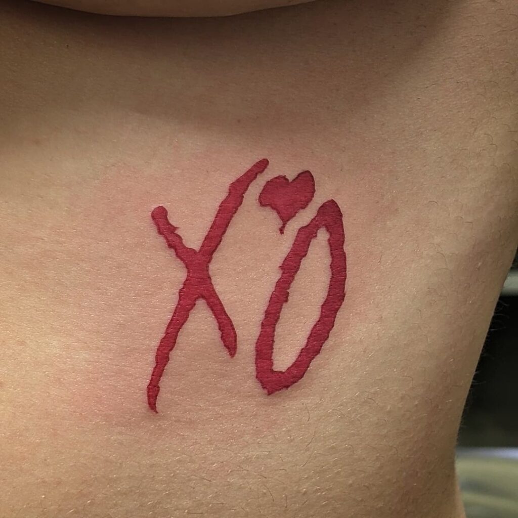 XO Tattoo In Red Ink