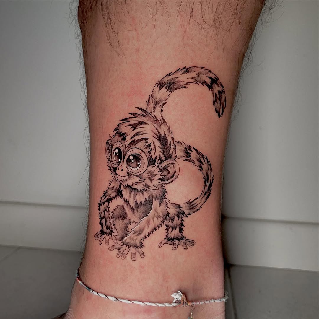 Adorable monkey tattoo for playful spirits