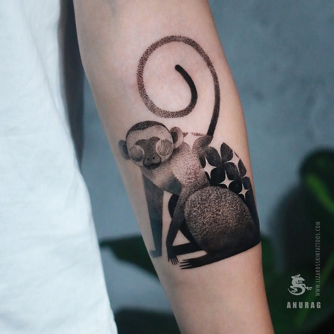 Artistic Monkey Tattoo with Unique Style