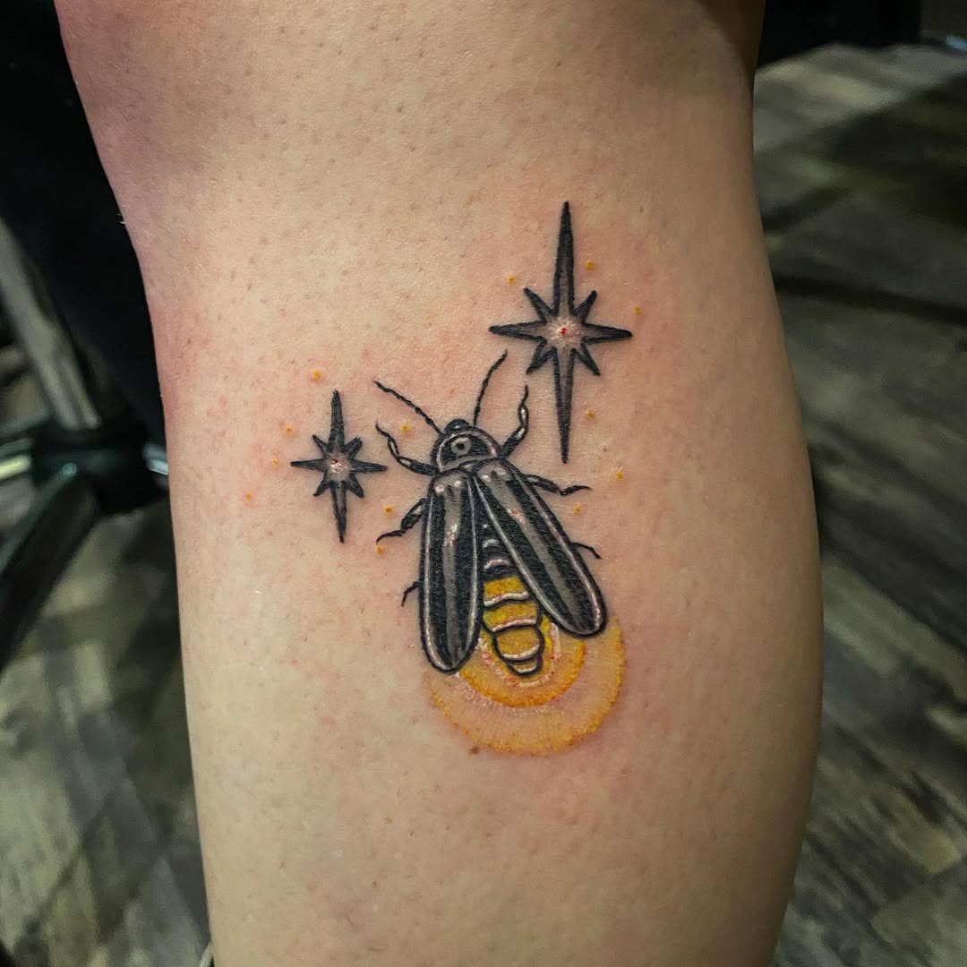 Captivating firefly tattoo glowing with stars