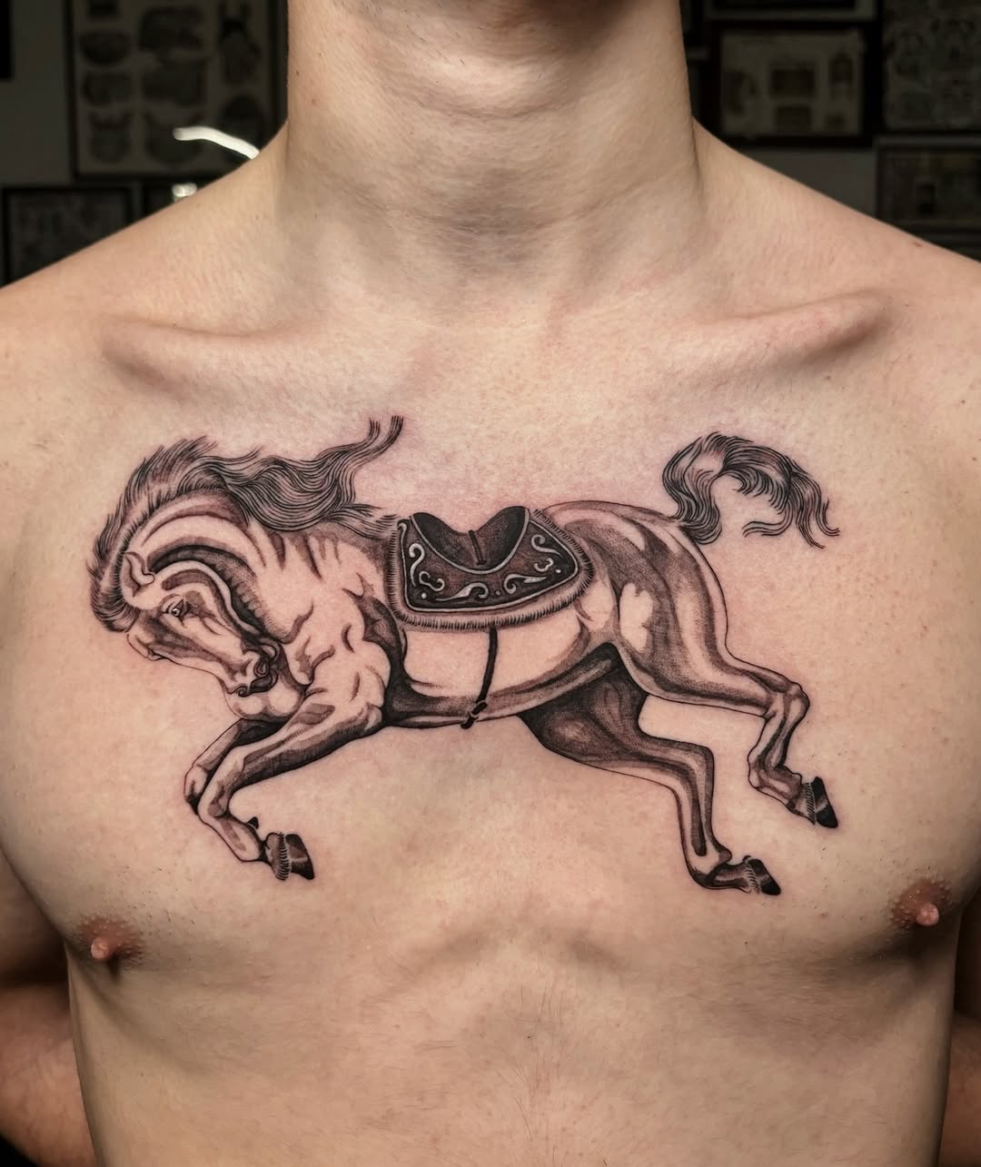 Majestic horse tattoo with nostalgic elegance