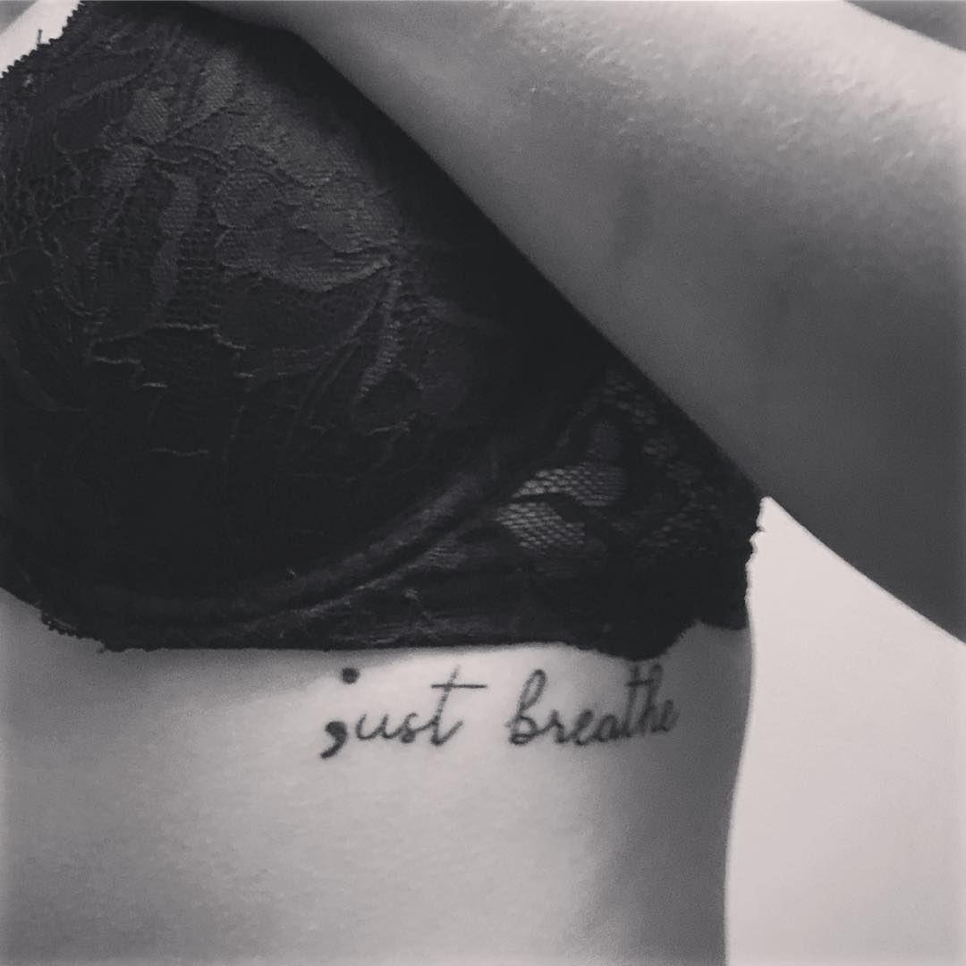 Deeply inspiring breathe tattoo with semicolon meaning
