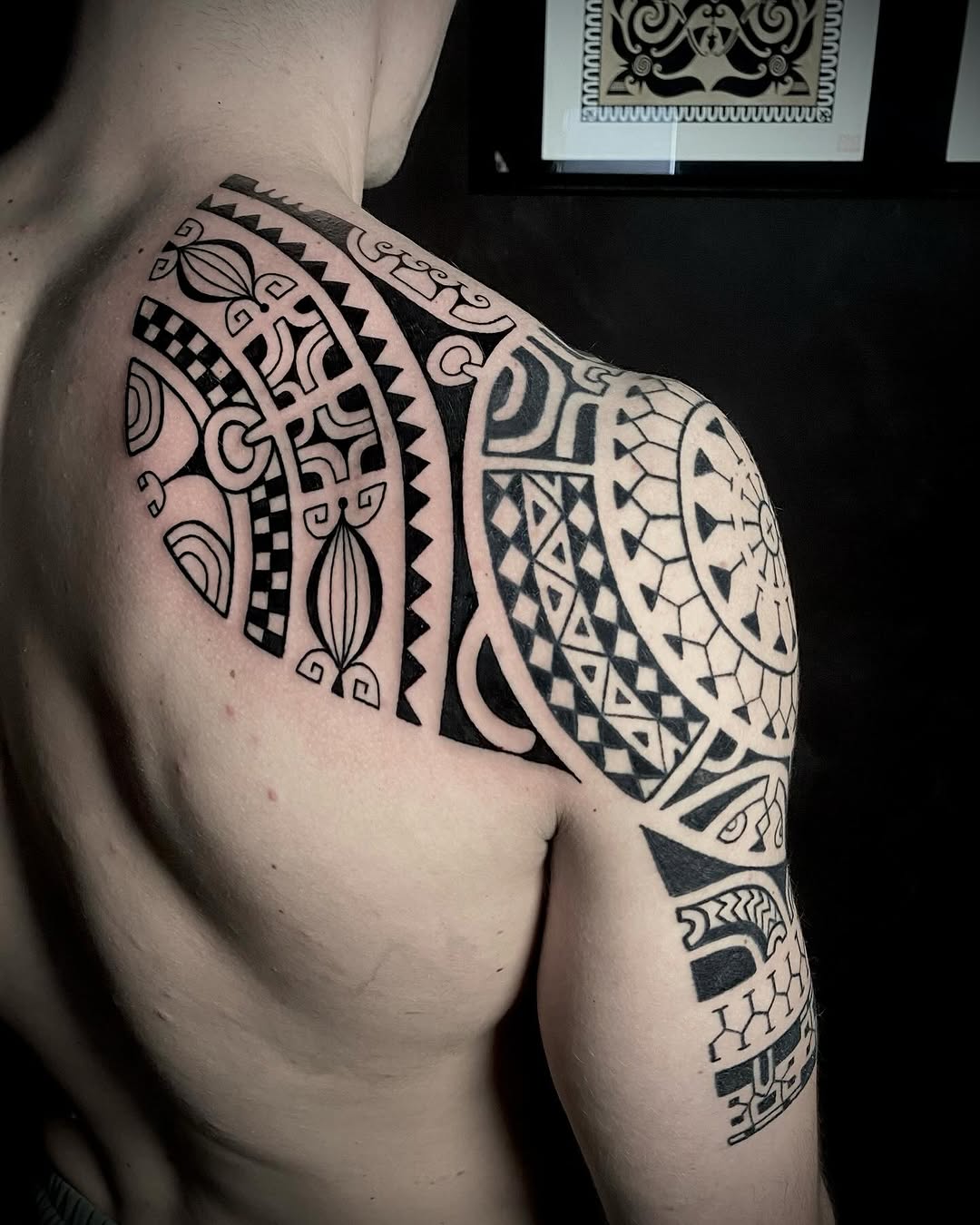 Intricate Marquesan tattoo showcasing island heritage