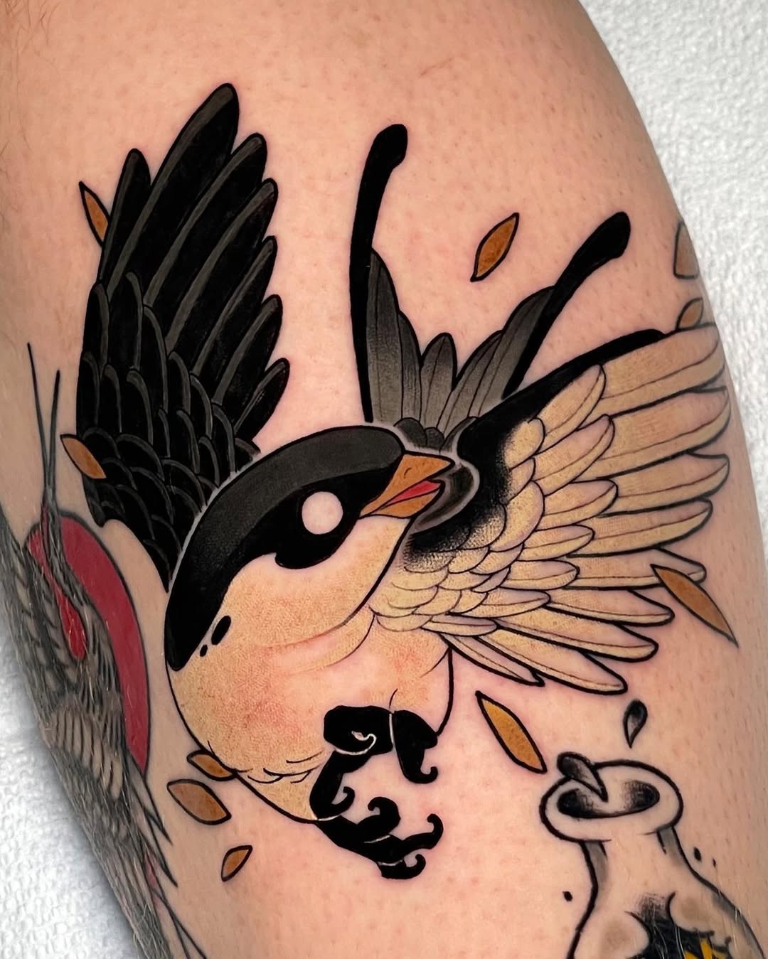 Stylized bird in dynamic motion design