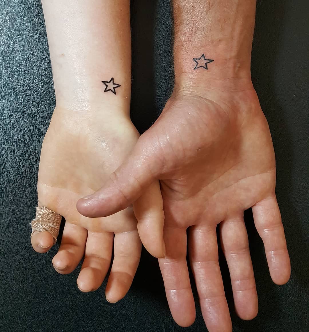 Matching Star Tattoos for Father and Daughter
