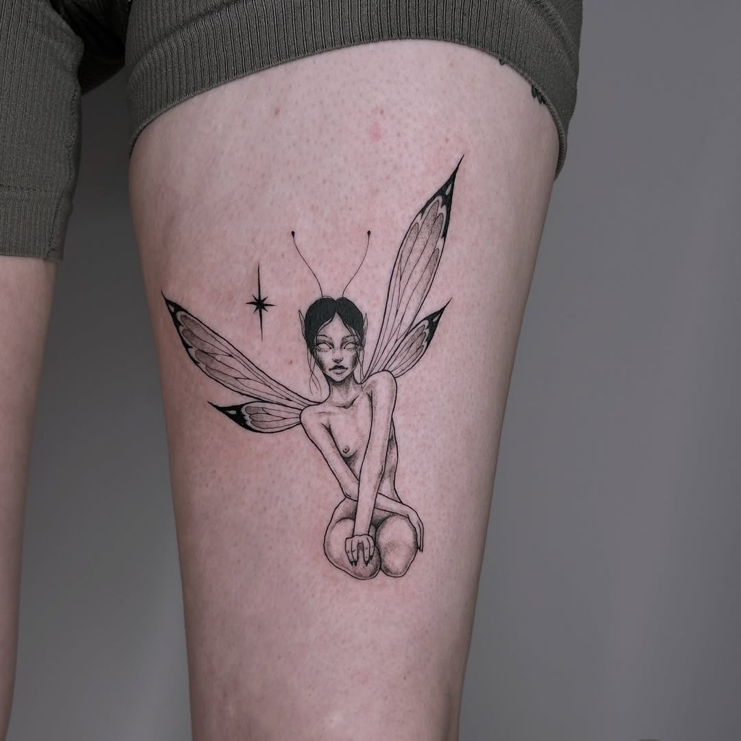 Enchanting fairy tattoo with intricate details