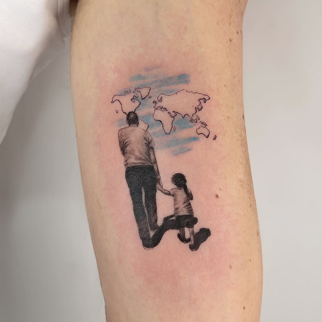 Symbolic bond between father and child tattoo