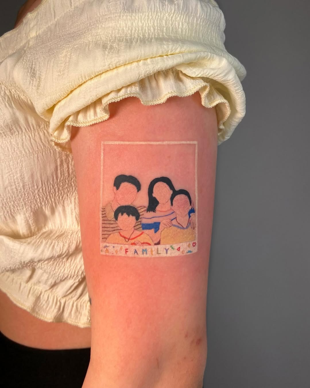 Colorful Family Portrait Tattoo Design