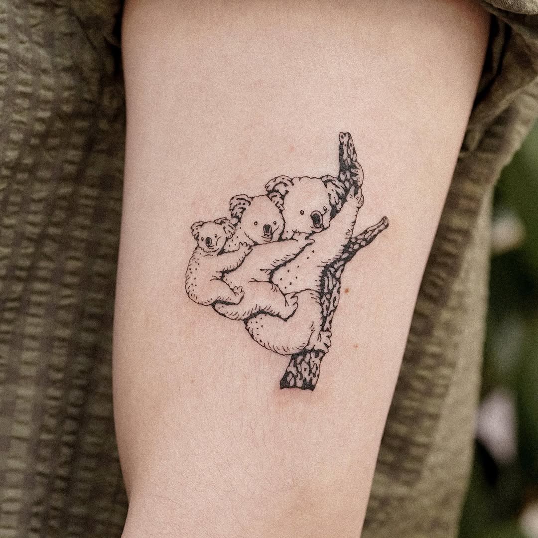 Adorable Koala Family Tattoo Design