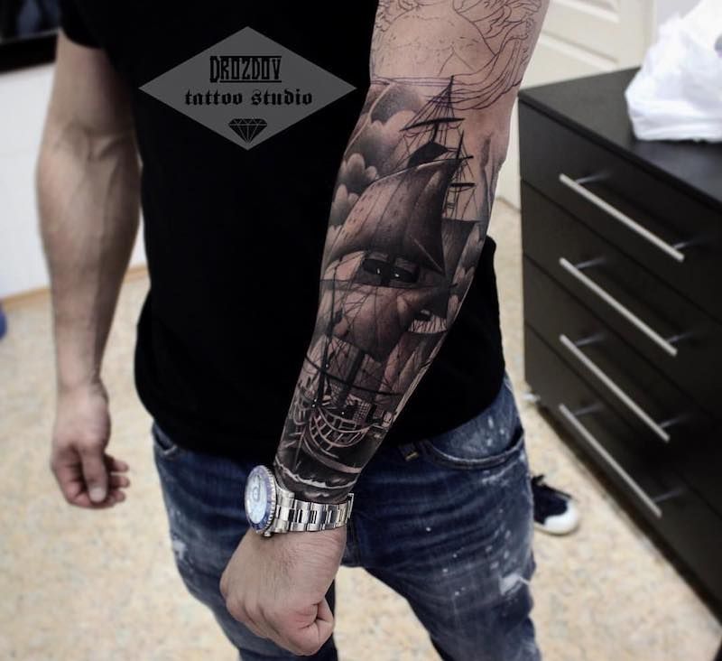 Explore 44 Stunning Ship Tattoos - Tattoo Insider