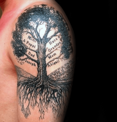 59 Emotive Family Tree Tattoo Designs for Men
