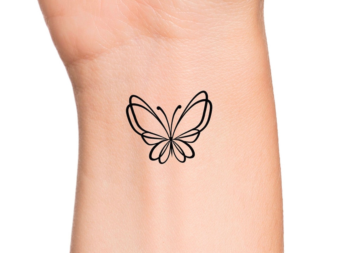 Butterfly Line Temporarily Tattoo Butterfly Outline Women Wrist Tattoo - Etsy