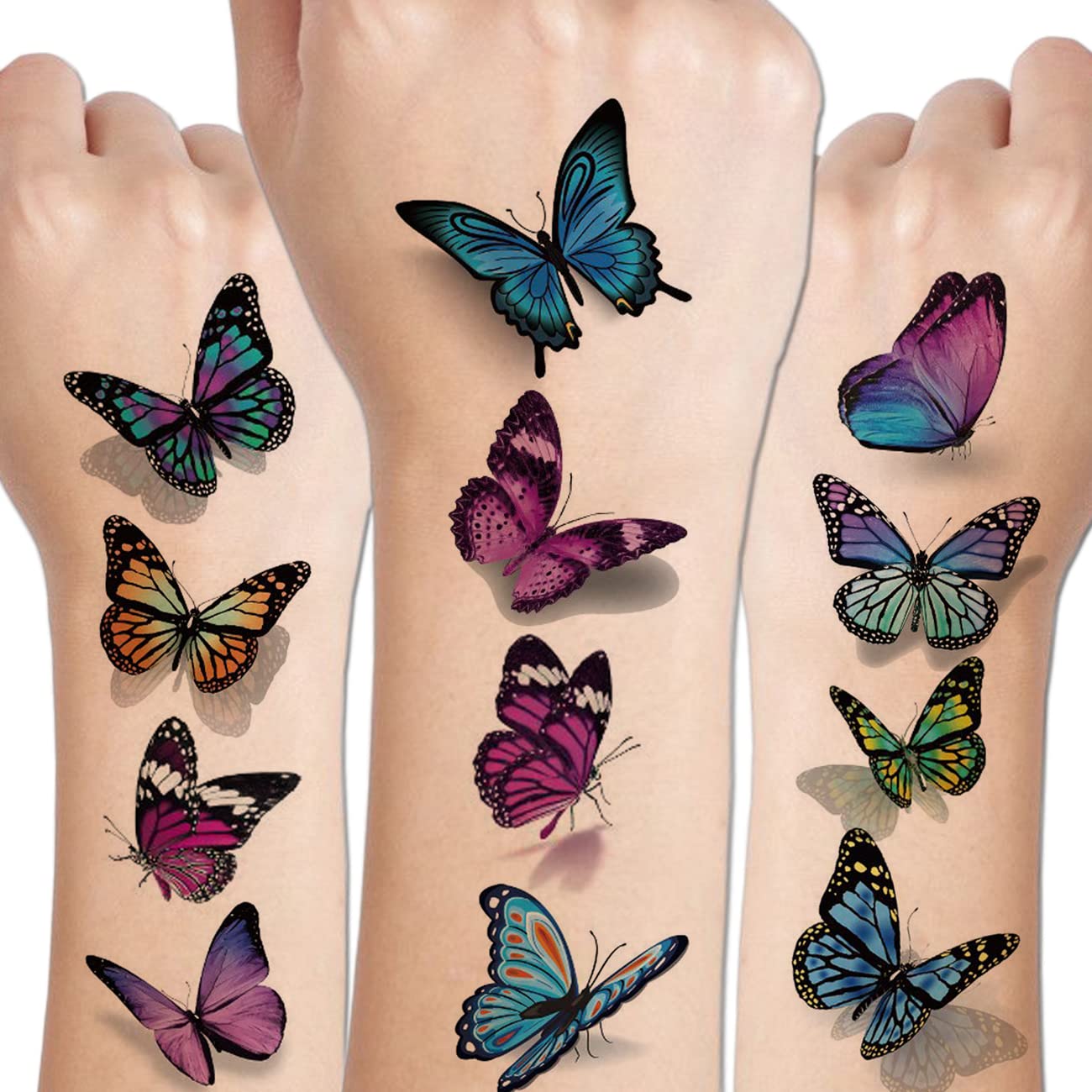 Butterfly Tattoos for Women Girls - 120 PCS Realistic 3D Butterfly Temporary Tattoos for Party Favors Decoration