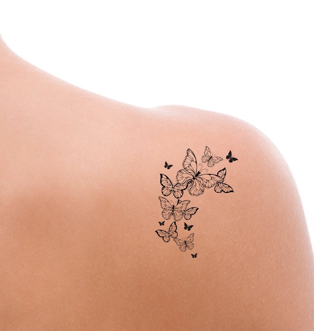 Butterflies Temporary Tattoo, Nature Body Art, Butterfly Outline ...