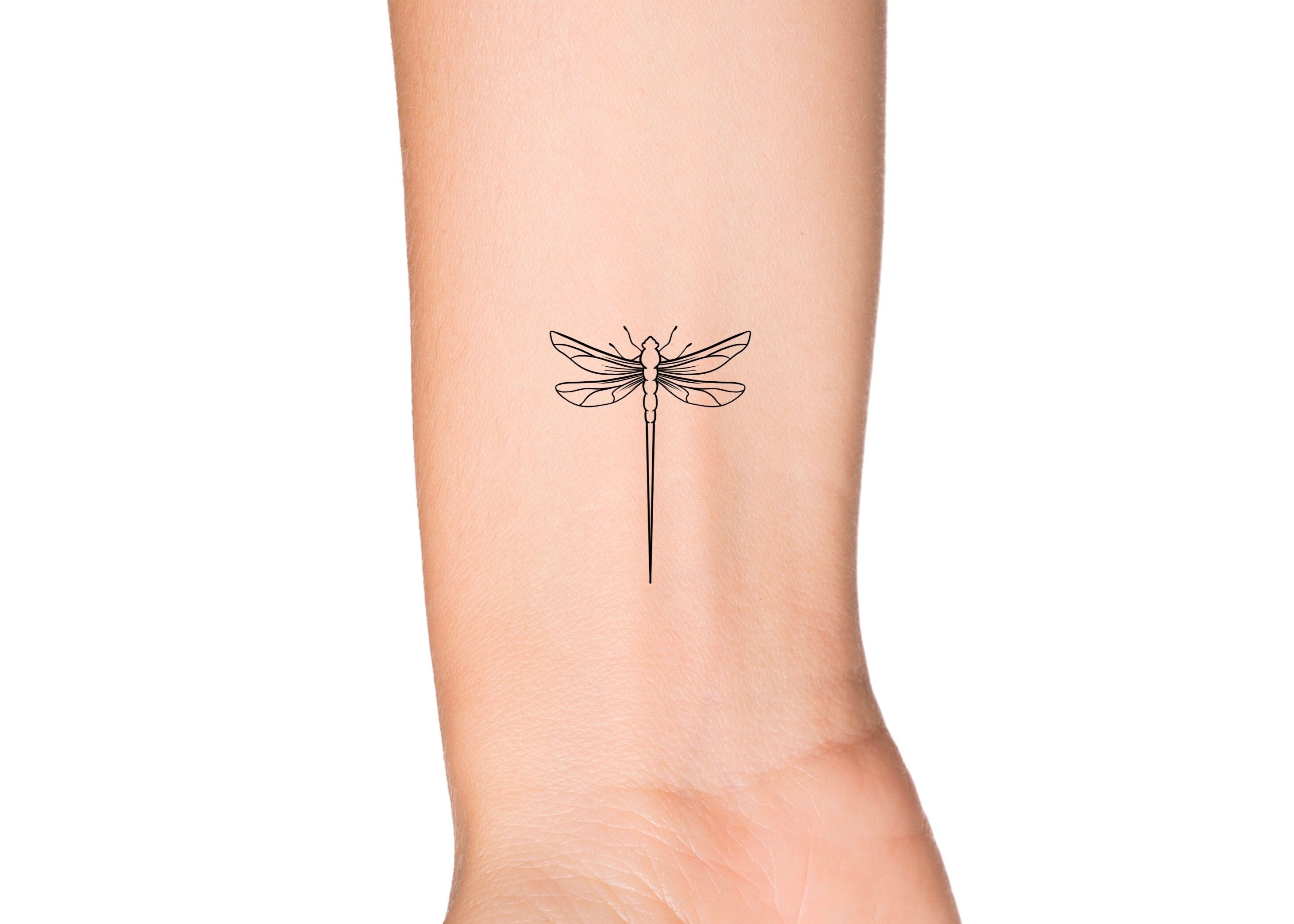Dragonfly Outline Temporary Tattoo Dragon Fly Insect Wrist Tattoo ...