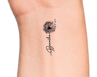 Dandelion Blowing Water Transfer Tattoo, Temporary Dandelion ...