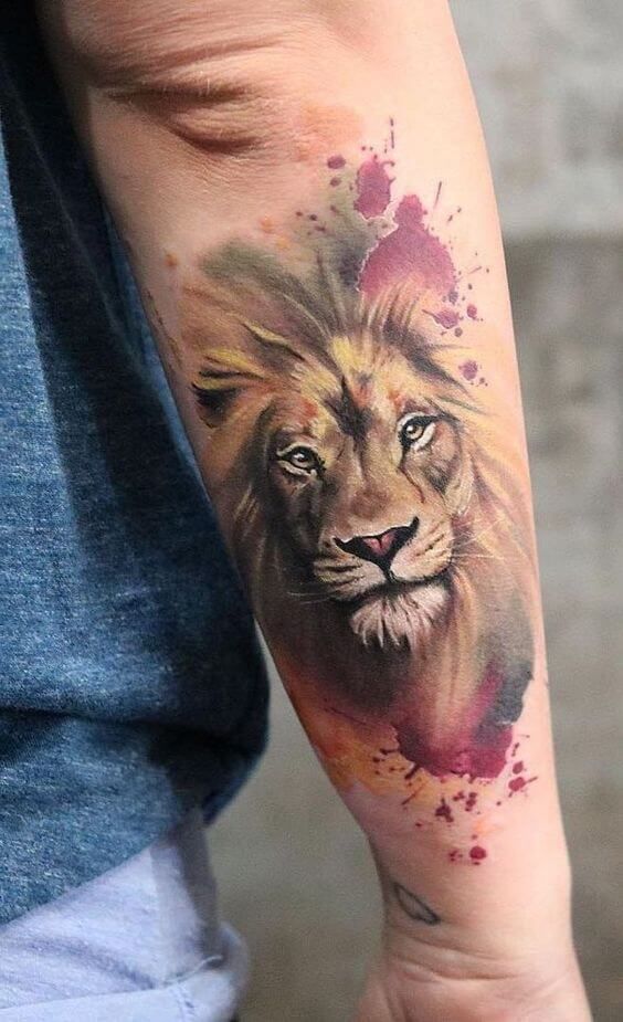 15+ Watercolor Lion Tattoo Designs