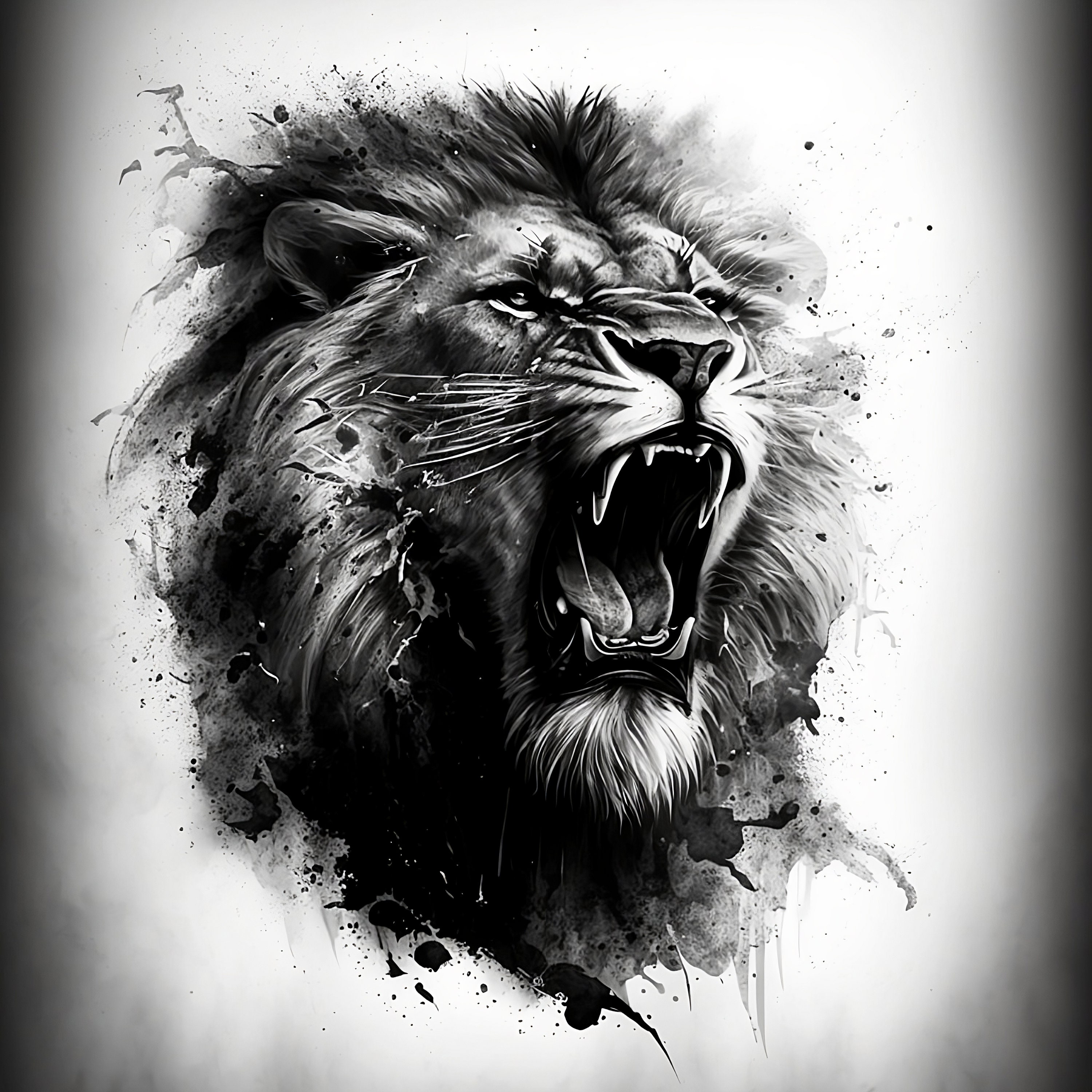 Lion Tattoo Design - White background - PNG File Download High Resolution