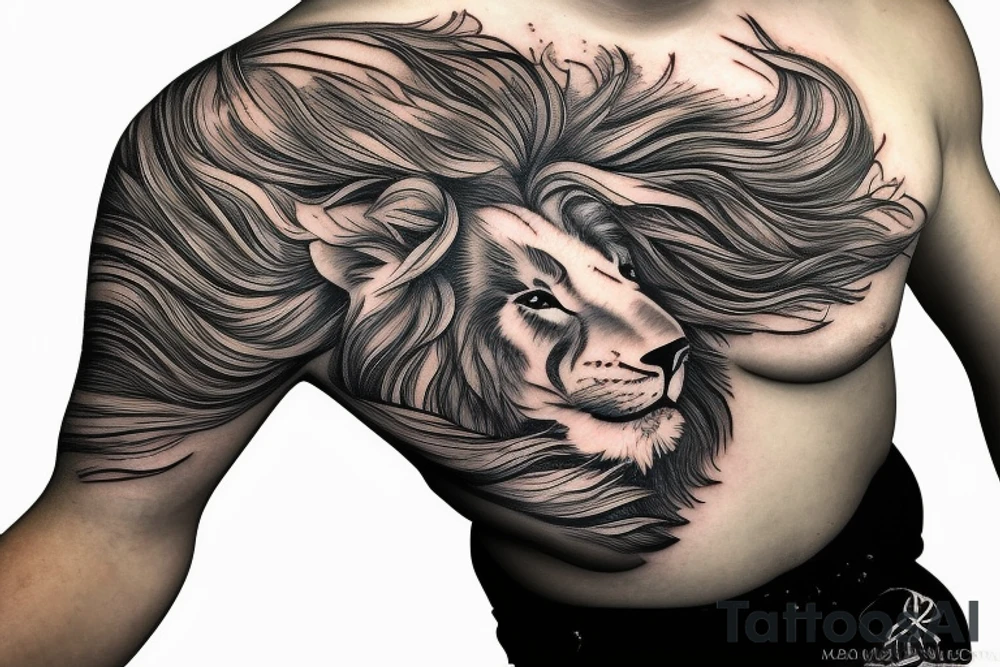 Lion mane hair drawn as small plate armour tattoo idea | TattoosAI