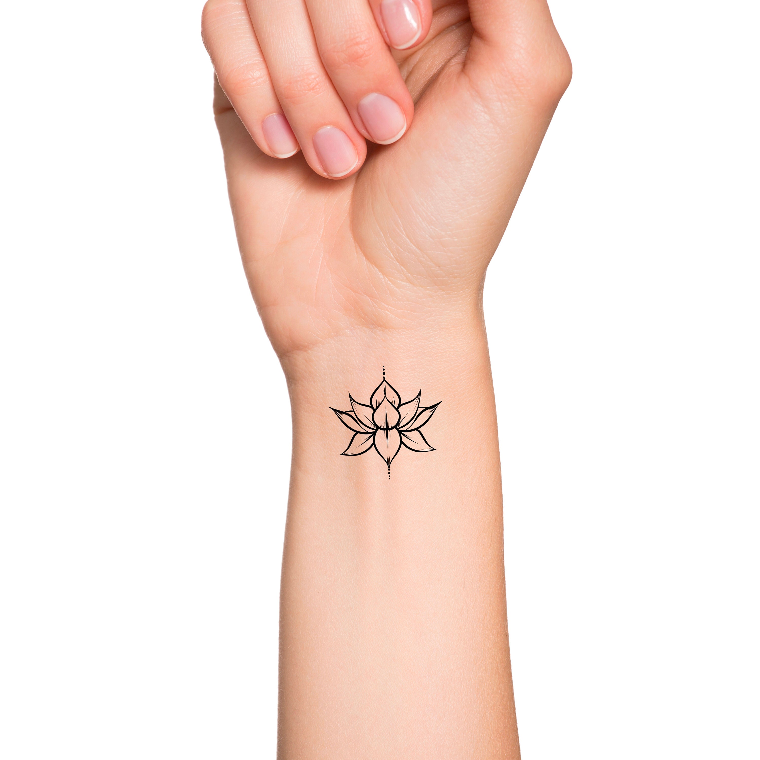 Lotus Temporary Tattoo / Floral Temp Tattoo / Small Wrist Flower ...